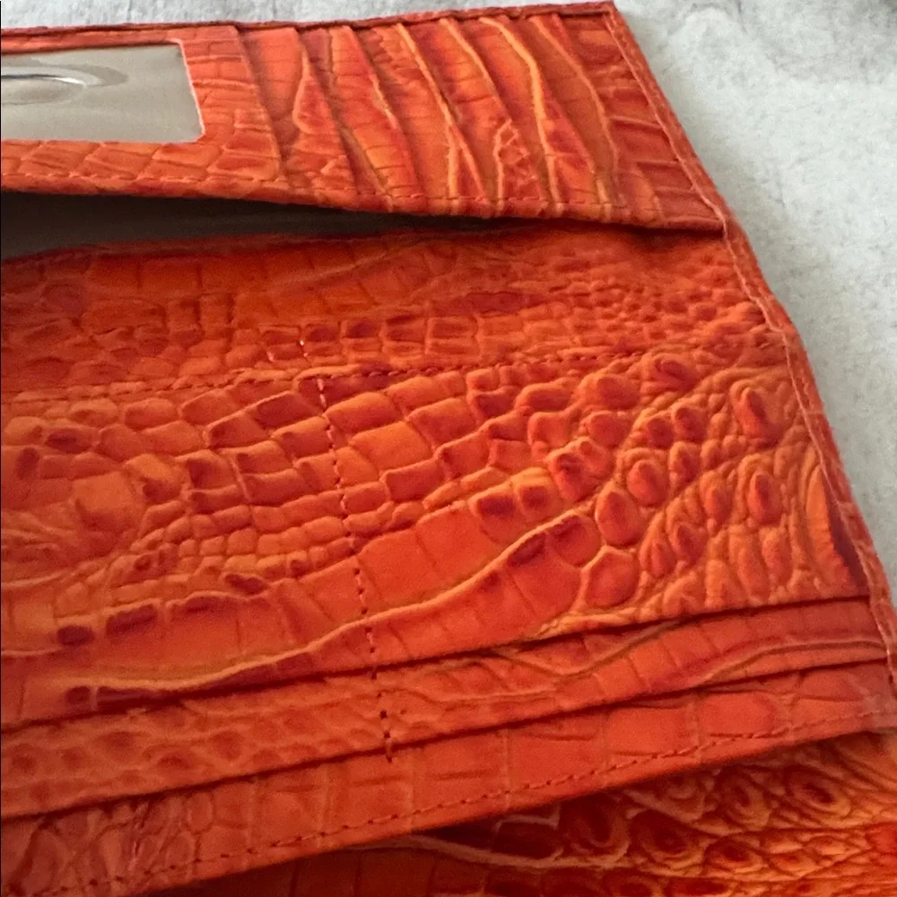 Brahmin Veronica Mandarin Orange Melbourne Gen Lth Envelope Wallet Croc Embosse